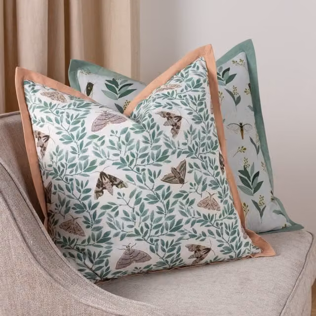 Make It A Home Floral Cotton Square Cushion in Pink, Green and White