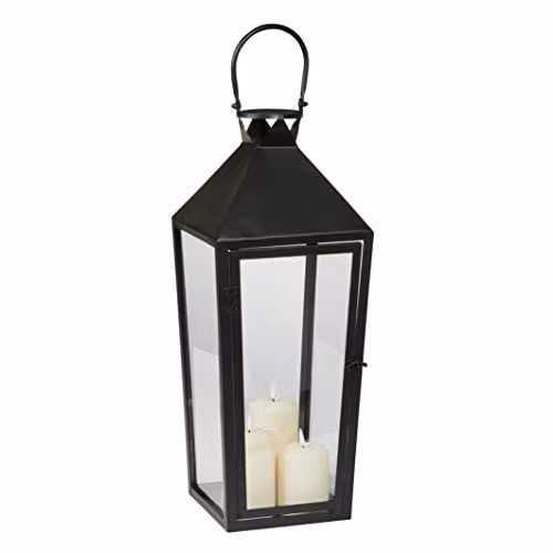 Lights4fun Extra Large Black Metal Waterproof Outdoor Garden LED TruGlow Candle Lantern, Height: 60 cm – 3
