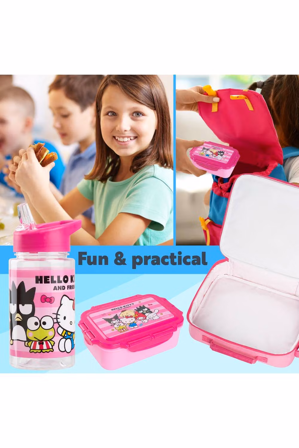 Get Trend Hello Kitty 3 Piece Lunch Set with Water Bottle and Bento Box, Pink, BPA Free – 4