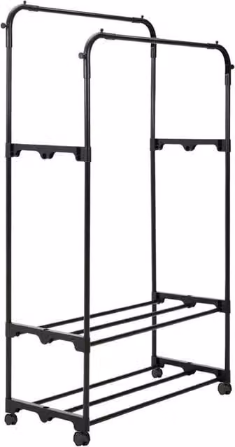 FORGEVIO Black Heavy Duty Metal Double Clothes Rail for Adults, W/D/H: 50 x 135 x 50 cm – 1