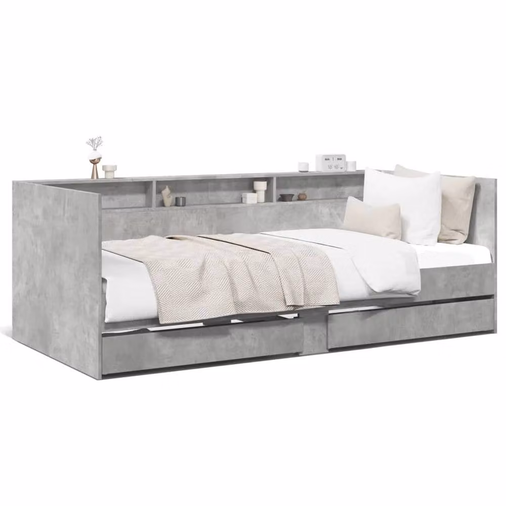 Berkfield Home Versatile Daybed with Drawers in Concrete Grey, W/D/H: 200 x 100 x 73 cm – 3