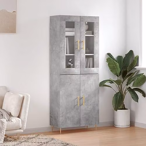vidaXL Modern Highboard in Grey, W/D/H: 69.5 x 34 x 180 cm – 2