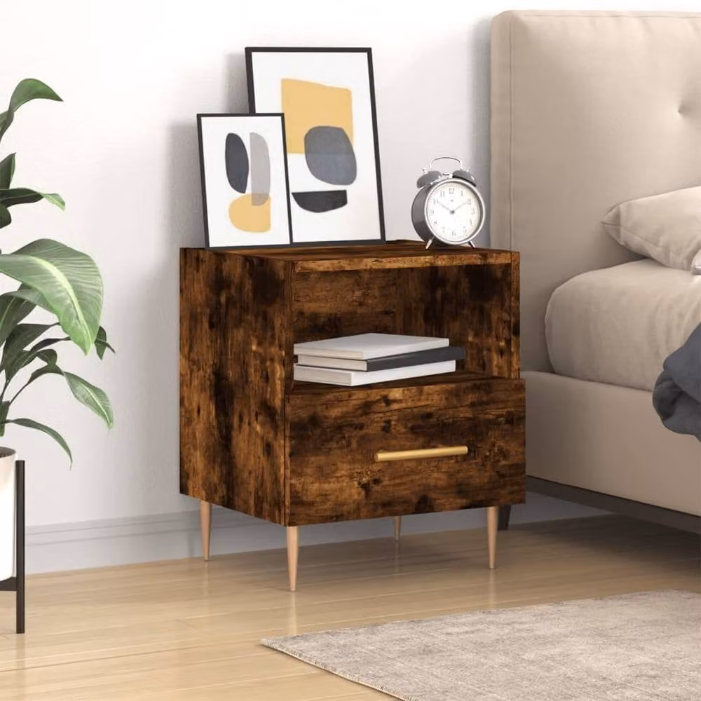 Berkfield Home Smoked Oak Bedside Cabinet in Brown, W/D/H: 40 x 35 x 47.5 cm – 2