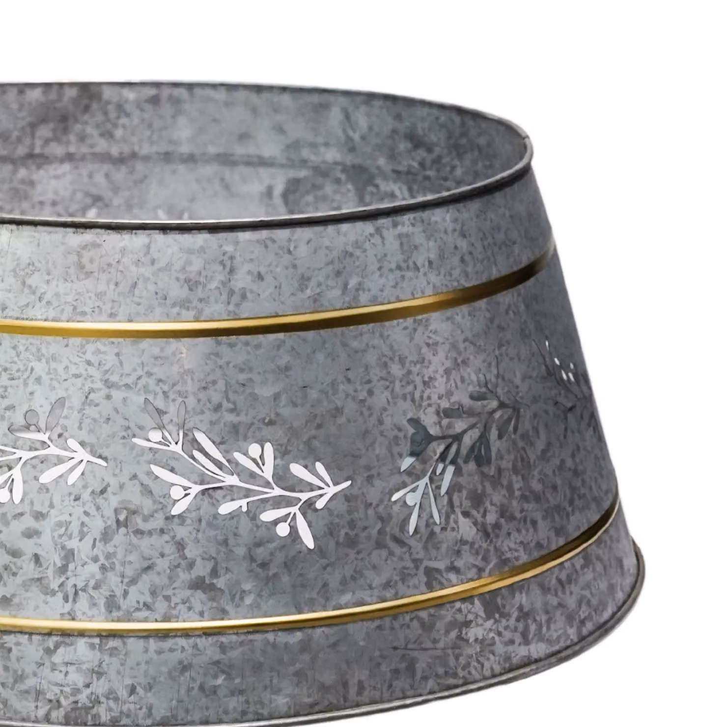 Ivyline Silver Galvanised Cut Out Mistletoe Tree Skirt, Diameter: 67 cm, Height: 25 cm – 3