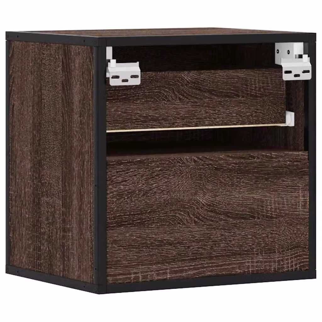 Berkfield Home Wall-mounted Bedside Cabinets, 2 Pack, Brown Oak, W: 40 cm, D: 31 cm, H: 39.5 cm – 5