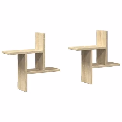 vidaXL Set of 2 Wall Shelves in Sonoma Oak, W/D/H: 38 x 12 x 38 cm