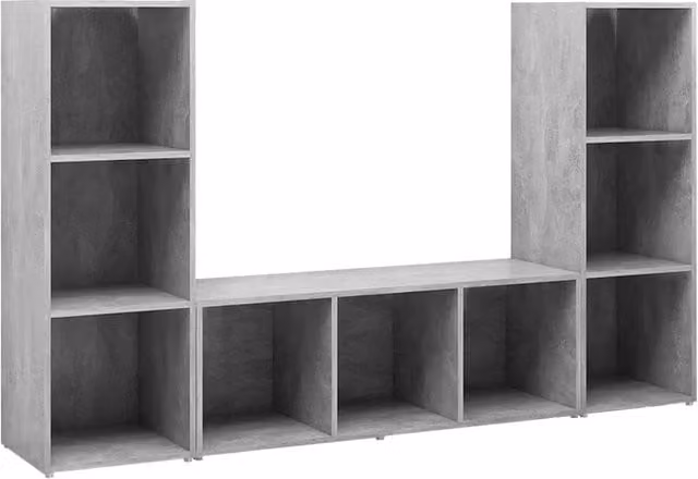 Berkfield Home 3-Piece TV Cabinet Set in Concrete Grey, W/D/H: 107 x 35 x 37 cm – 1