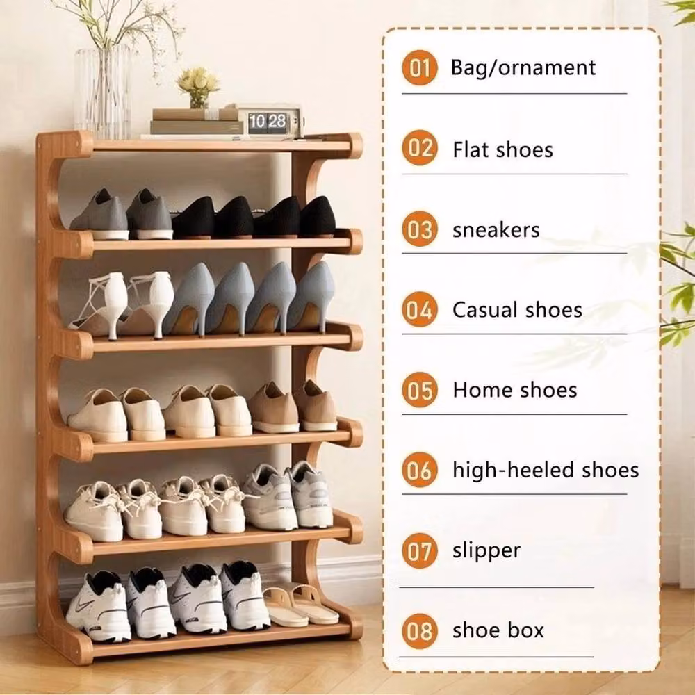 PAWNORA 6 Tier Wooden Shoe Rack in Brown – 4