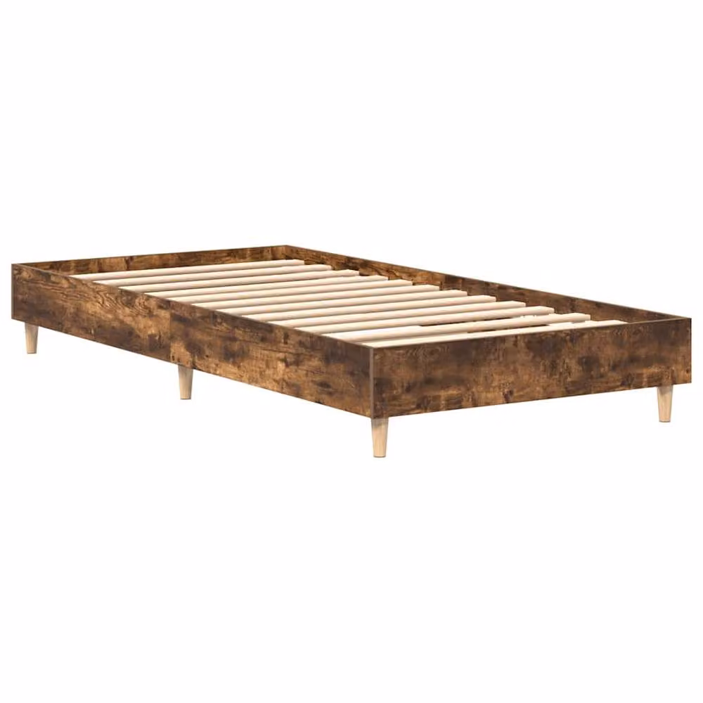 Berkfield Home Single Bed Frame in Smoked Oak Brown, Engineered Wood, W/D/H: 90 x 190 cm – 3