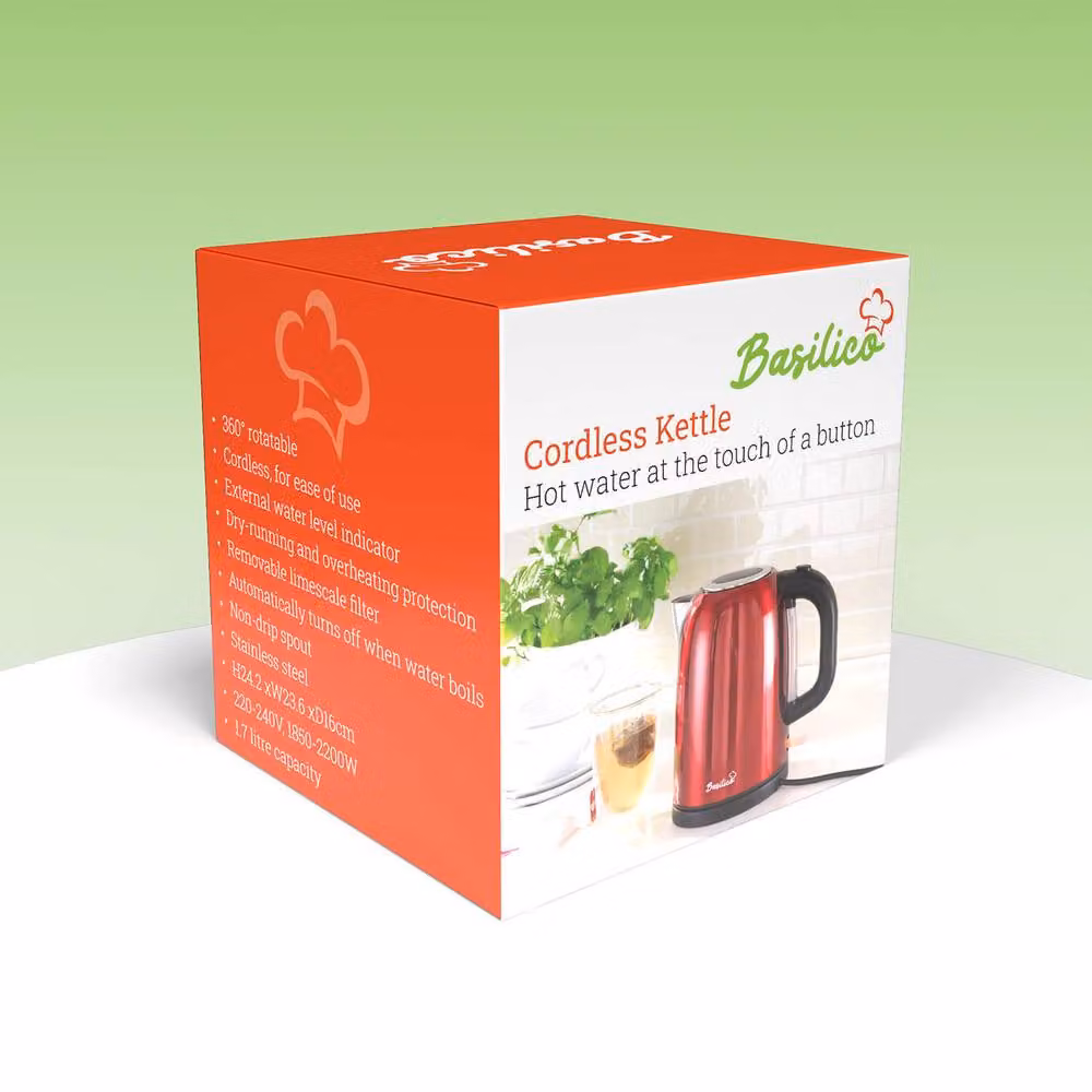 Coopers of Stortford Basilico Cordless Red Metallic Stainless Steel Kettle with 1.7 l Capacity – 2