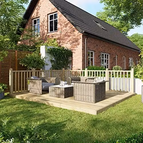 Powersheds Premium Wooden Decking Kit with Hand Rails in Brown
