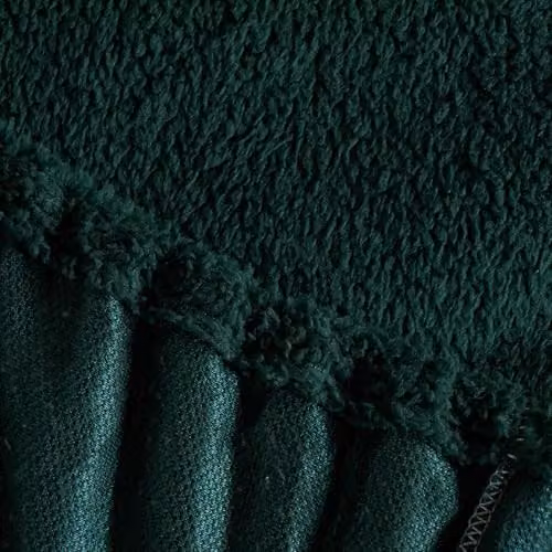 OHS King Size Teddy Fleece Thermal Fitted Bed Sheet, Green, 180 x 200 cm – 4