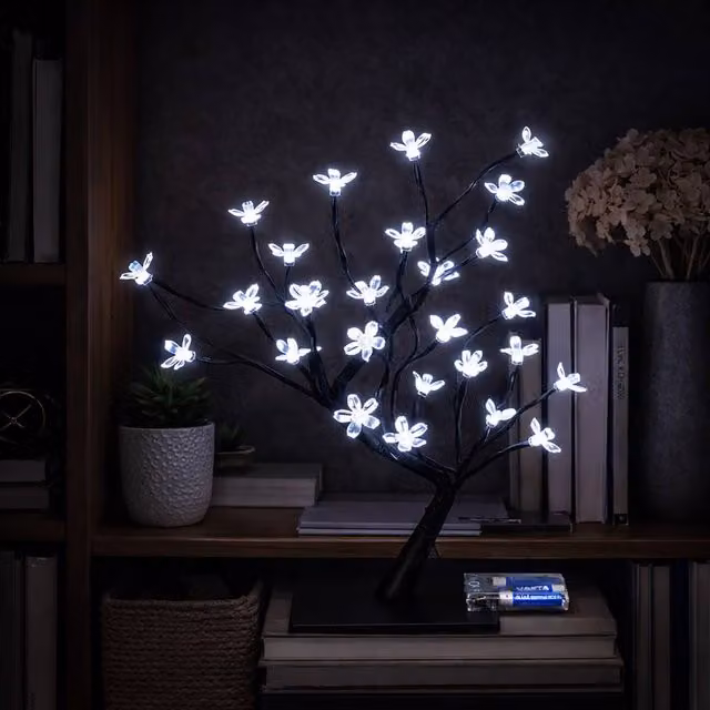 Simpa Cherry Blossom Bonsai Style Tree 32LED Battery Operated Lamp in White – 1