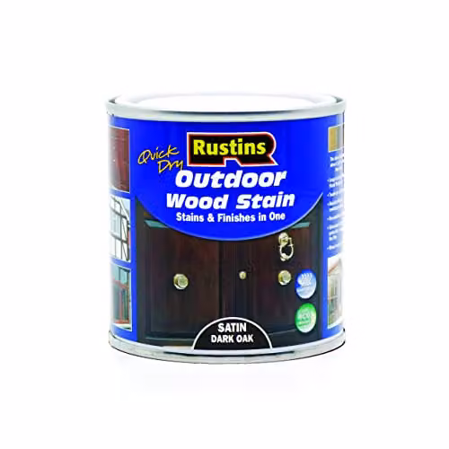 Rustins Quick Dry Exterior Woodstain Satin Dark Oak, 250ml, Brown