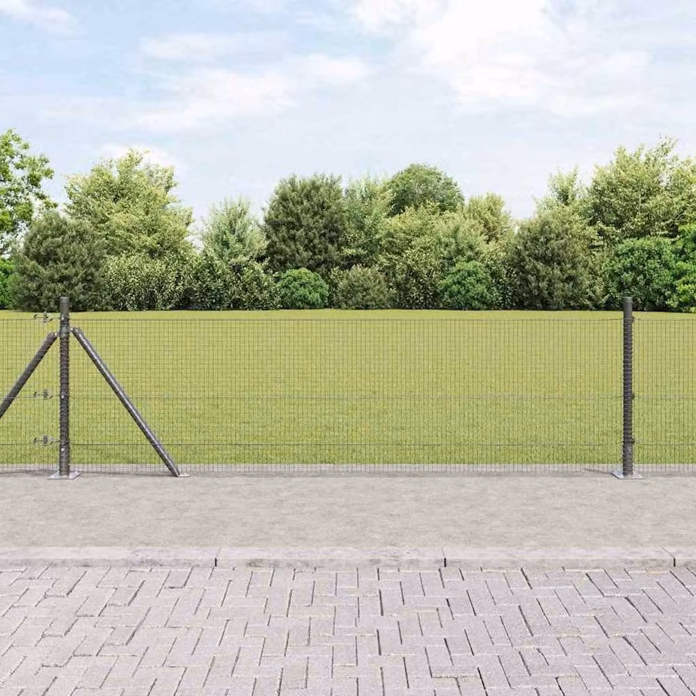 vidaXL Set of 2 Grey Metal Durable Fencing, W: 25 m, H: 0.5 m – 2