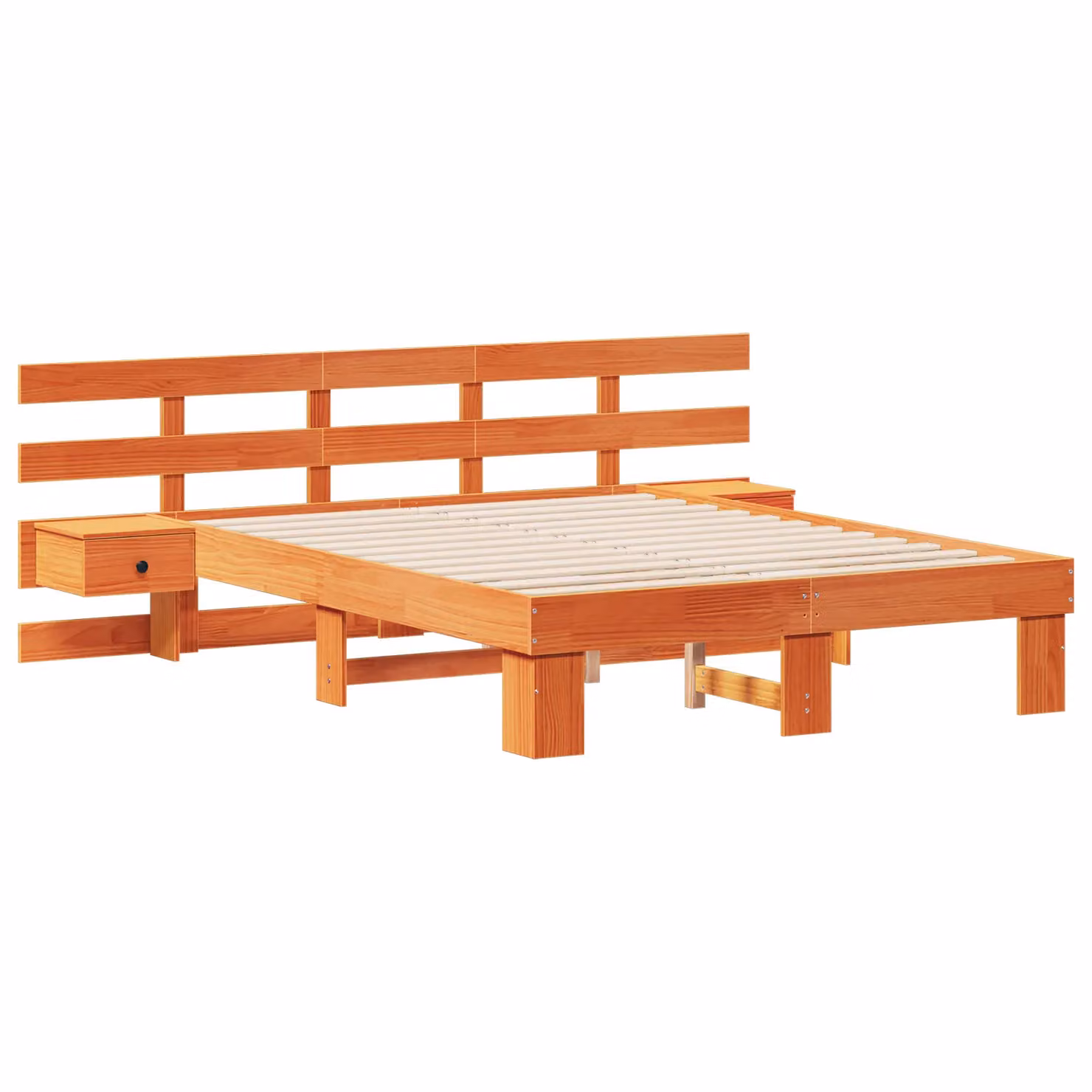 Berkfield Home Modern Brown Solid Pine Wood Bed with Drawers W/D/H: 140 x 190 cm – 2