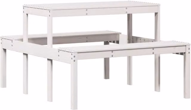 Berkfield Home White Rustic Pine Picnic Table W/D/H: 110 x 134 x 75 cm – 1