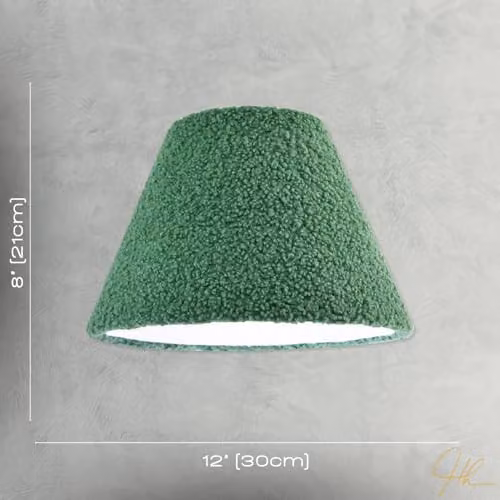 Happy Homewares Emerald Green Textured Velvet Fabric Cylinder Lamp Shade with White Inner, W: 21 cm, H: 30 cm – 4