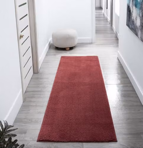 Desire Rugs Red Plain Modern Washable Non-Slip Hallway and Living Room Runner Rug, W: 60 cm, L: 200 cm – 1