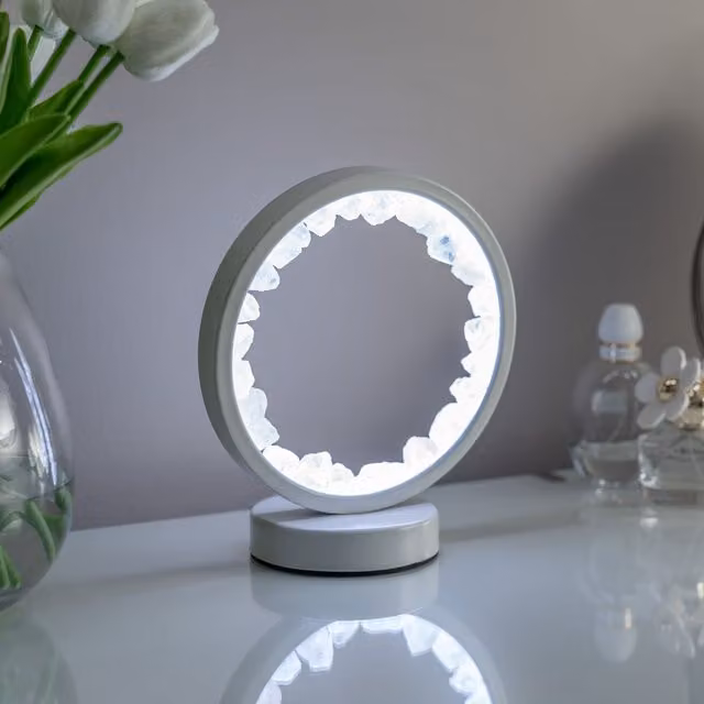 ValueLights Natural Crystal Wellness Table Lamp in Pink