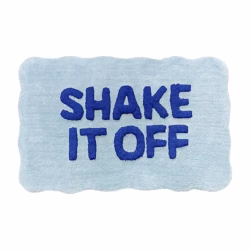 Mooky Mats Shake It Off Scalloped Bath Mat in Blue, W: 50 cm, D: 80 cm, Non-Slip and Absorbent – 1