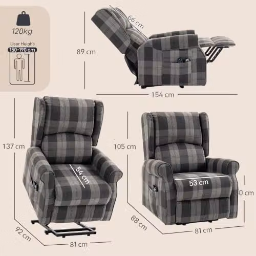 HOMCOM Power Lift Recliner Chair with Massage and Heat in Grey – 3