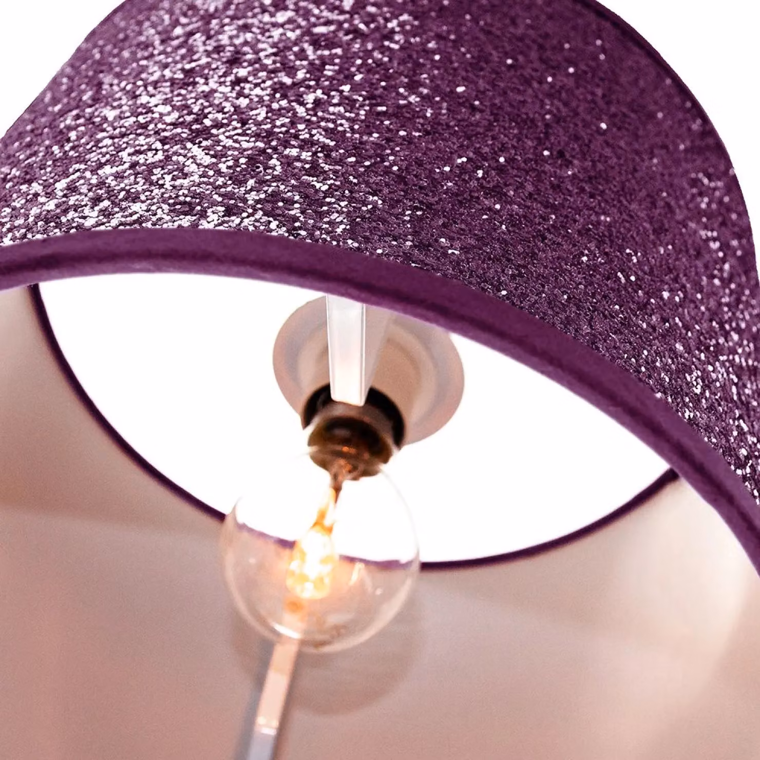 Happy Homewares Modern Purple Glitter Fabric Cylinder Pendant Lamp Shade, Diameter: 25.4 cm – 3