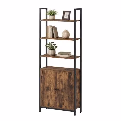 Levede 6 Tier Adjustable Industrial Bookshelf in Brown, H 160 x W 60 x D 24 cm