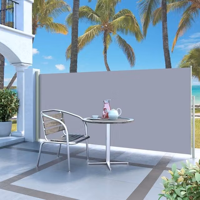 Berkfield Home Retractable Side Awning in Grey, W: 300 cm, D: 140 cm