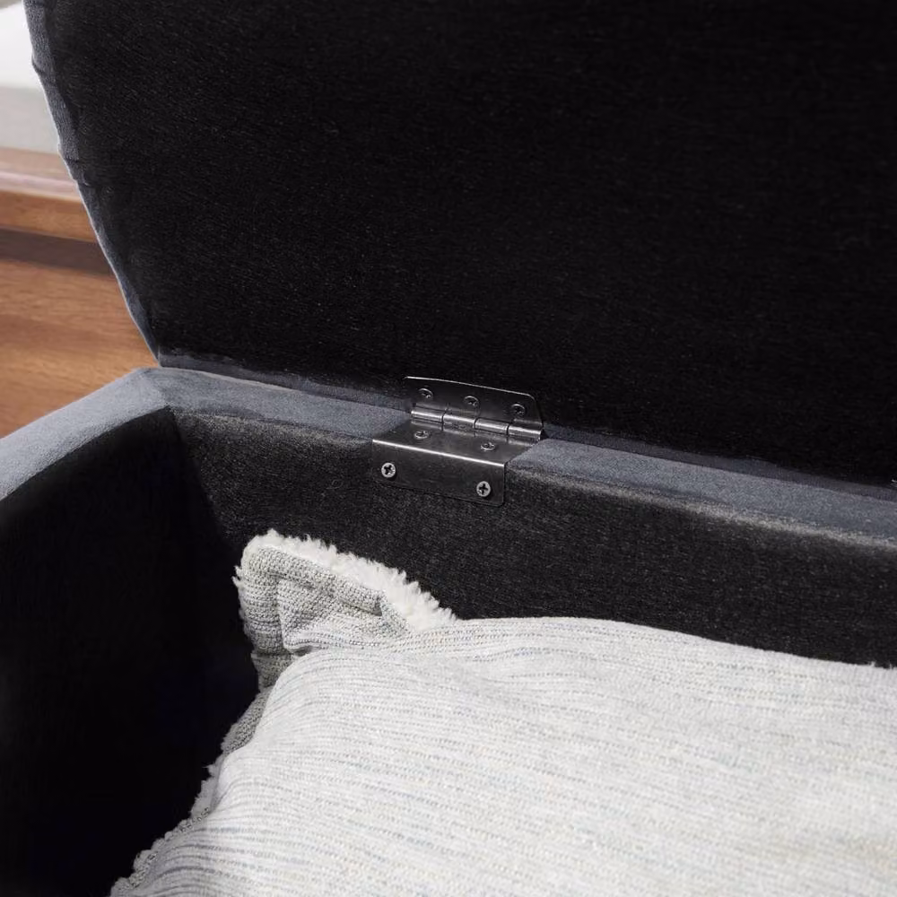 Wyld Haus Rafili Semi Circle Storage Bench with Tufted Velvet Seat in Dark Grey – 7
