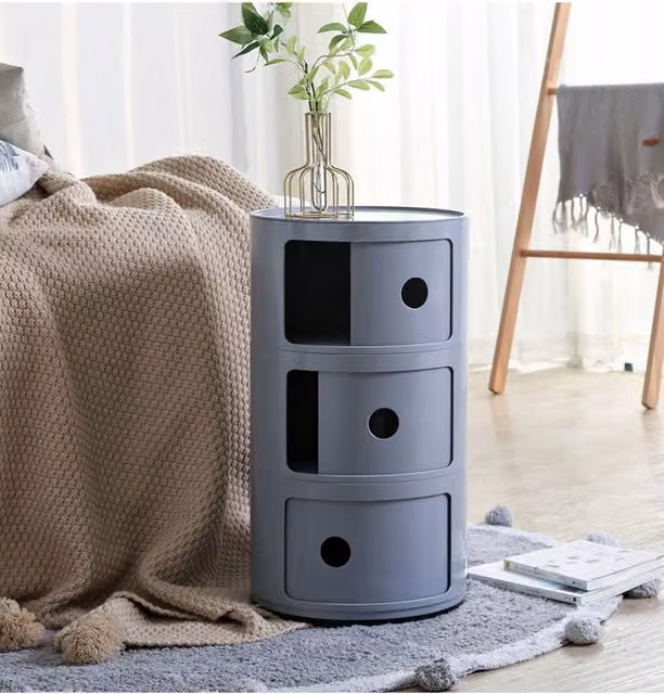 Living and Home 3-Tiered Plastic Storage Drawer Unit in Grey