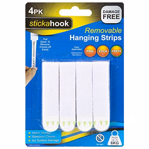 VFM Removable White Picture Hanging Hooks, Pack of 4, 2.5kg Capacity – 3