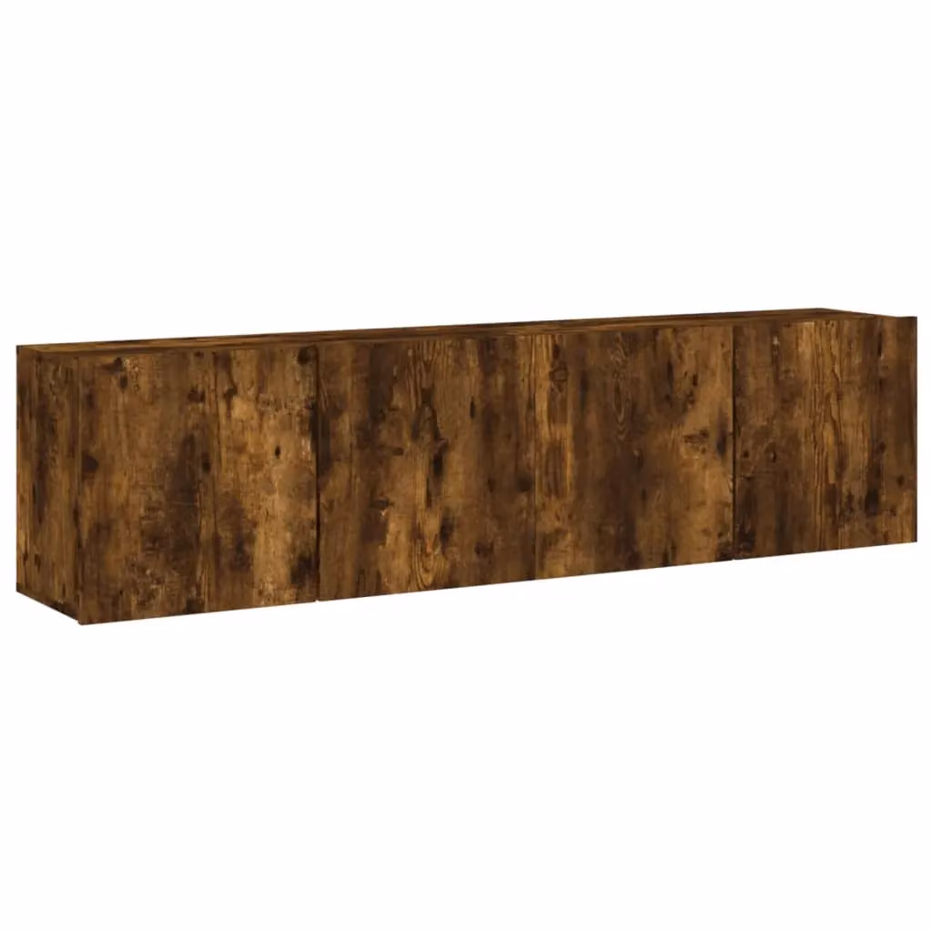 Berkfield Home Wall-mounted Smoked Oak TV Cabinets, 2 Pieces, Brown, W: 80 cm, D: 30 cm, H: 41 cm – 2