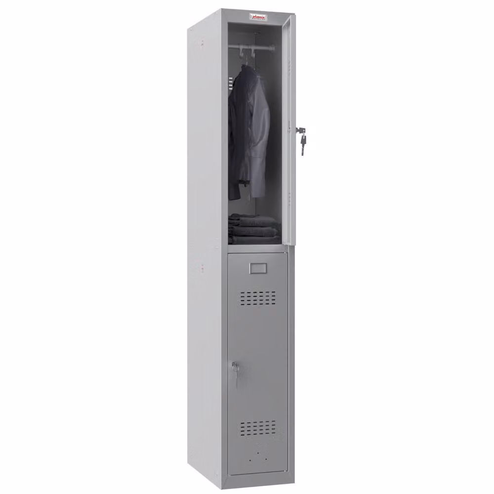 Phoenix Safe Company PL1230GGK Personal Locker in Grey with Key Locks and Hanging Rod, H 180 cm x W 100 cm x D 40 cm – 2