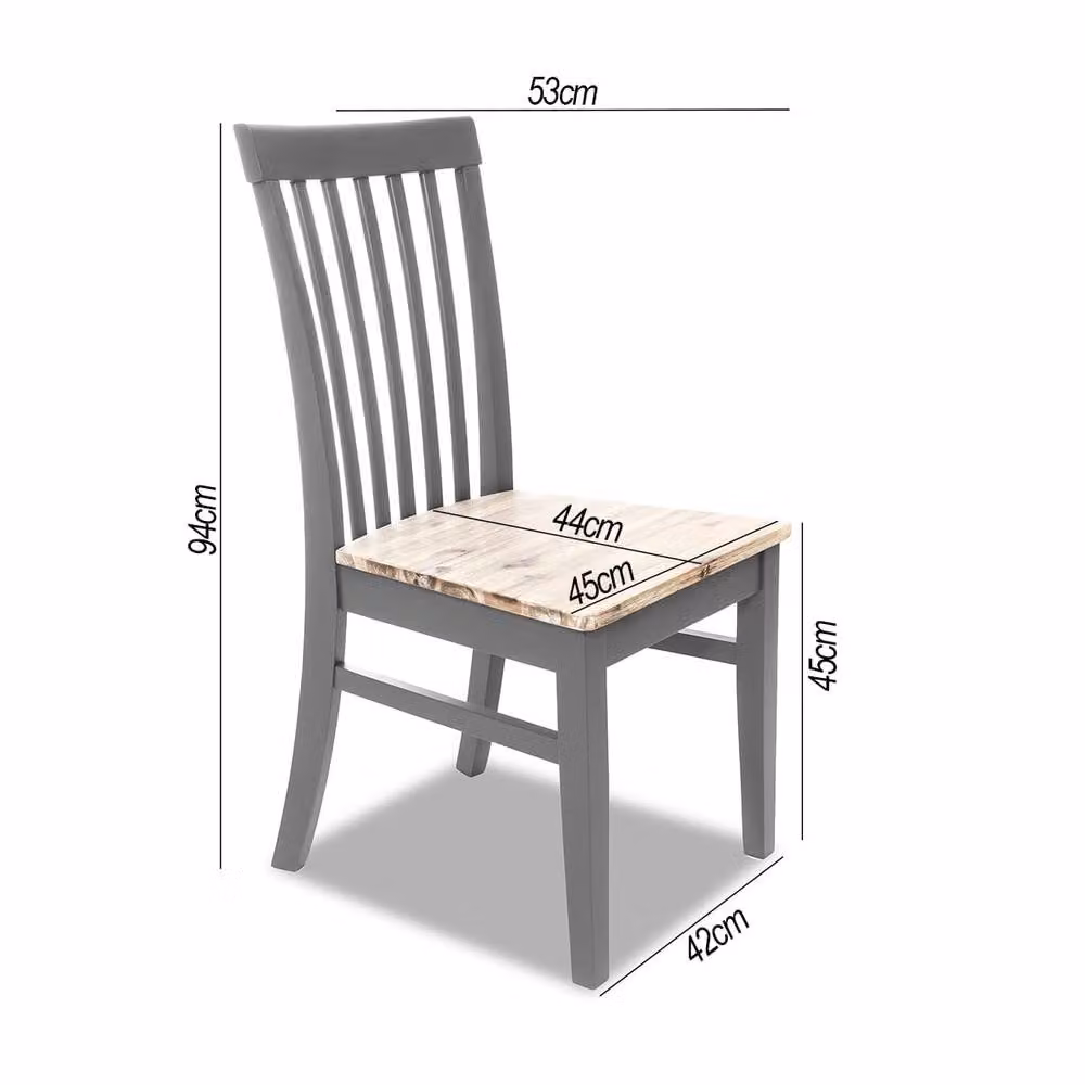 Statement Furniture Florence Highback Dining Chair with Acacia Wood Seat in Dove Grey, W45 x D53 x H94 cm – 3