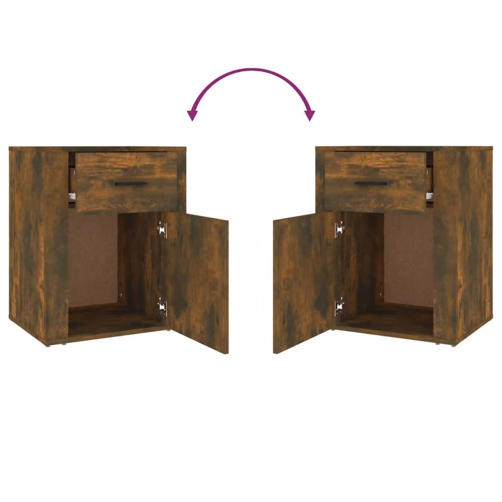 Berkfield Home Classic Bedside Cabinet in Smoked Oak Brown, W/D/H: 50 x 36 x 60 cm – 4