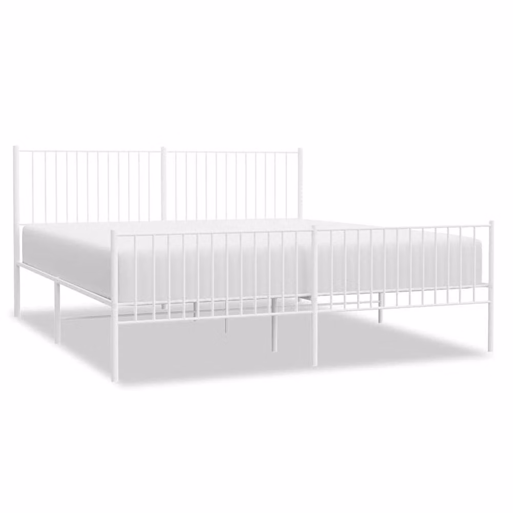 Berkfield Home Metal Bed Frame with Headboard and Footboard in White, W/D/H: 193 x 198 x 90.5 cm – 2
