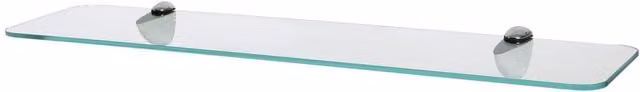 Harbour Housewares Modern Rounded Floating Glass Bathroom Shelves, Transparent with Metal Accents, Width: 60 cm