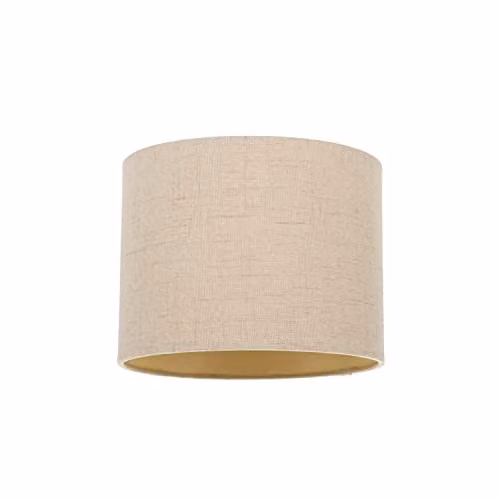 Happy Homewares Taupe Textured Linen Fabric Drum Lamp Shade with Matching Inner Satin Lining, W/D/H: 15 x 15 x 20 cm