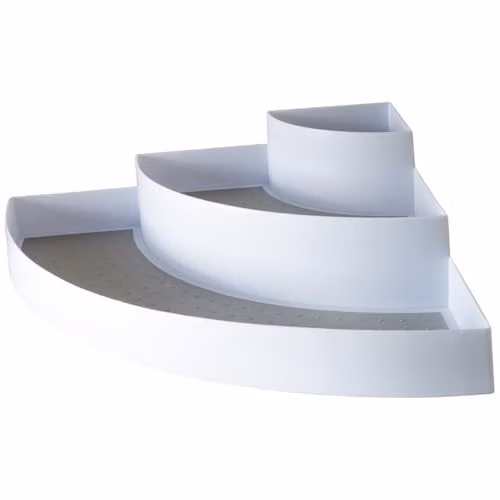 mysmartbuy 3 Tier Freestanding Corner Shelf Organiser, White, H 10 x W 43 x D 31 cm