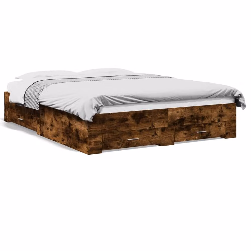 Berkfield Home Modern King Size Bed Frame with Drawers in Smoked Oak Brown, W/D/H: 153 x 203 x 32 cm – 3