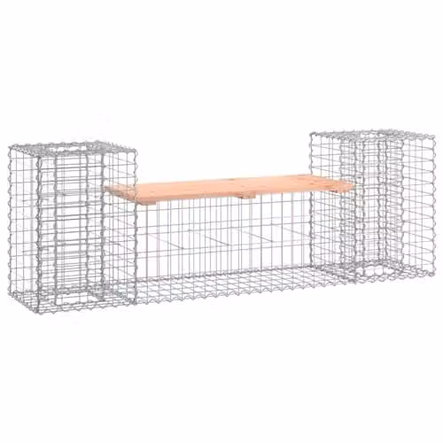 vidaXL Gabion Design Garden Bench in Solid Douglas Wood, W: 183 cm, D: 41 cm, H: 60.5 cm