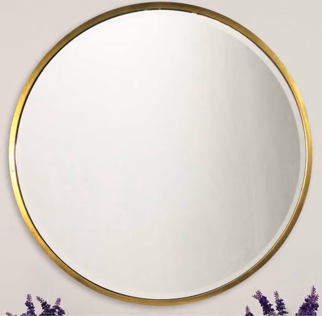 MirrorOutlet Antique Gold Large Round Wall Mirror