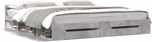 Berkfield Home Super King Bed Frame with Drawers, Concrete Grey, W/D/H: 180 x 200 cm