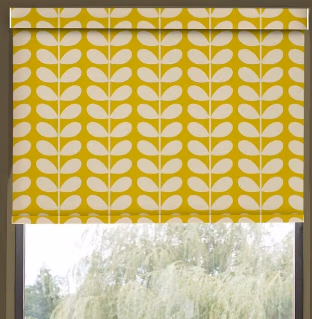 Orla Kiely Solid Stem Made to Measure Blackout Roller Blind, Yellow Floral Pattern