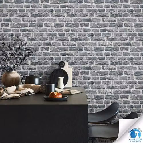 Livingwalls DESIGNDROP Non-Woven Pre-pasted Wallpaper in Grey and Black with Nature Stone Effect, W: 0.53 m, L: 10.05 m – 3