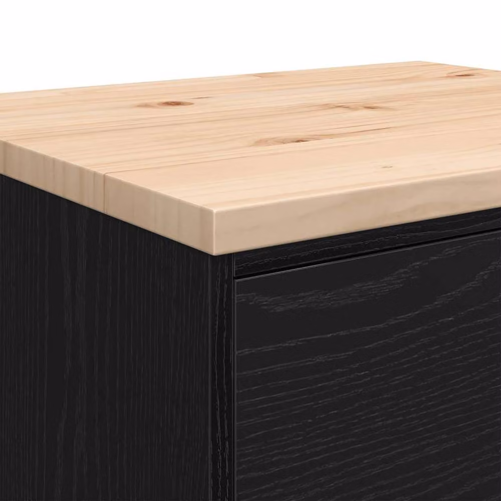Berkfield Home Garage Storage Cabinet in Black, Solid Wood Pine, W/D/H: 60 x 51 x 85 cm – 6
