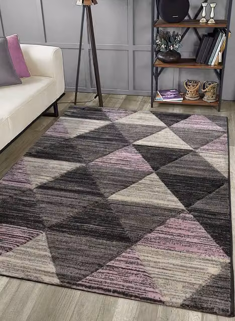 Home Republic Vision Geometric Carved Rug in Pink, W: 100 cm, D: 60 cm