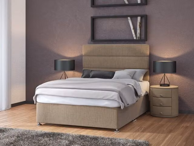 Bedmaster Linen Divan Base in Beige, Super King Size