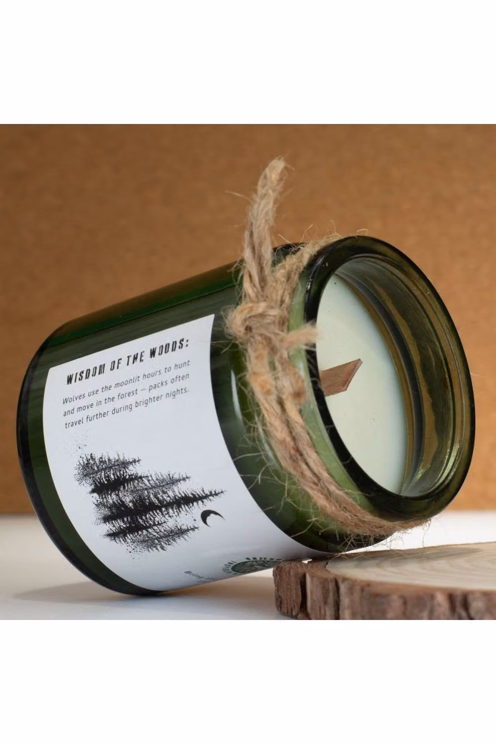 KDMD Wolfs Moon Woodwick Soy Candle in a Deep Green Glass Jar – 3